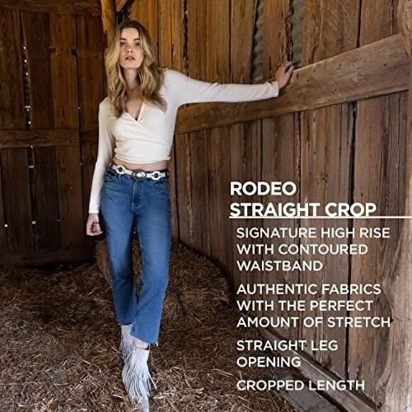 Wrangler Women High-Rise Rodeo Straight Leg Crop Jean Medium Wash Size 26 Blue 2 - Picture 4 of 11